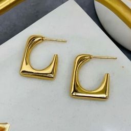 KRYSTALZ Gold Plated Geometric Drop Earrings-45