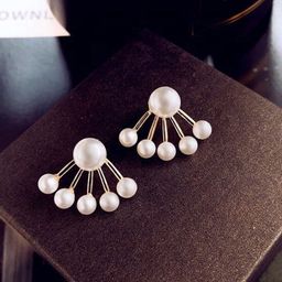 Pinapes Gold-Plated Geometric Beaded Studs Earrings-10