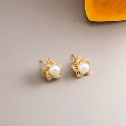 aadita Gold-Toned Geometric Studs Earrings-42