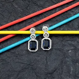 StileAdda Silver Plated Geometric Drop Earrings-13