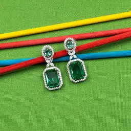 StileAdda Silver-Plated Geometric Drop Earrings-16