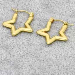 KRYSTALZ Gold-Plated Stainless Steel Star Shaped Hoop Earrings-image-21