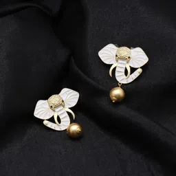 CELEBRAVO Brass-Plated Elephant Shaped Meenakari Drop Earrings-image-92