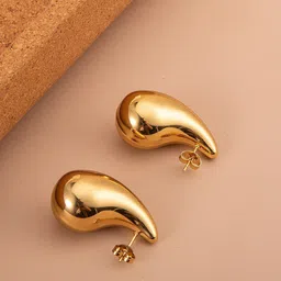 VAGHBHATT Gold-Plated Stainless Steel Teardrop Shaped Drop Earrings-17