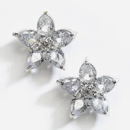 DressBerry Silver-Toned & White Rhodium-Plated Star Shaped Studs Earrings-38