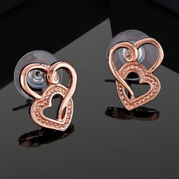 Estele Rose Gold Plated Heart Shaped Studs Earrings-16