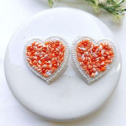 Crunchy Fashion Beaded Heart Shaped Studs Earrings-image-50