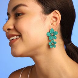 SOHI Women Gold-Plated Floral Studs Earrings-36