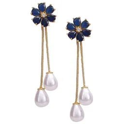 RATNAVALI JEWELS Gold-Plated Floral Drop Earrings-36