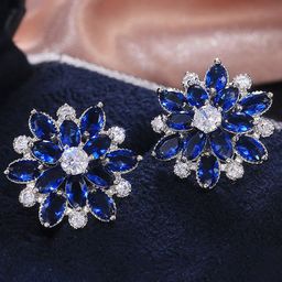 Designs & You Silver-Plated Floral American Diamond Studded Studs Earrings-18