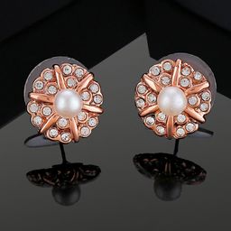 Estele Rose Gold-Plated Floral Studs Earrings-15