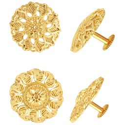 Vighnaharta Set Of 2 Floral Gold-Plated Studs Earrings-image-78