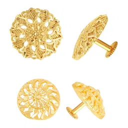 Vighnaharta Set Of 2 Gold-Plated Floral Studs Earrings-image-98