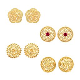 Vighnaharta Set Of 4 Gold Plated Cubic Zirconia Floral Studs-9