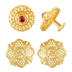 Vighnaharta Set Of 2 Gold Plated Floral Studs-image-94