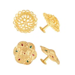 Vighnaharta Gold-Plated Stone-Studded Stud Earrings-29