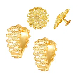 Vighnaharta Set Of 2 Gold Plated Floral Studs-image-99