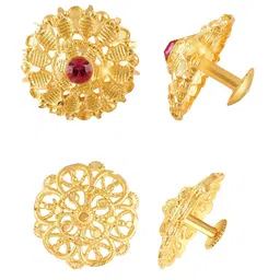Vighnaharta Set Of 2 Gold Plated Floral Studs-image-94