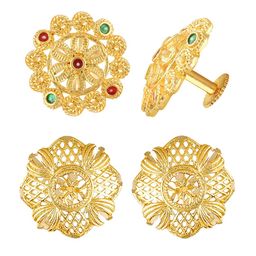 Vighnaharta Set Of 2 Gold Plated Floral Studs-image-95