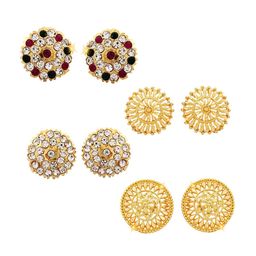 Vighnaharta Set Of 4 Gold Plated Cubic Zirconia Floral Studs-19