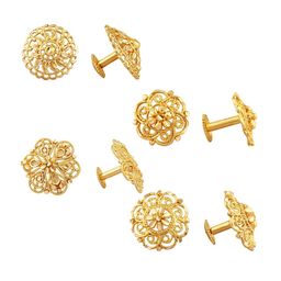 Vighnaharta Set of 4 Gold-Plated Floral Shaped Studs Earrings-91