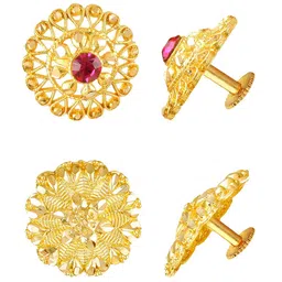 Vighnaharta Set Of 2 Gold Plated Floral Studs-image-88