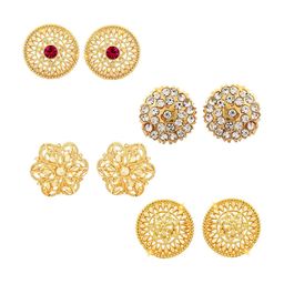 Vighnaharta Pack Of 4 Floral Gold-Plated Studs Earrings-19