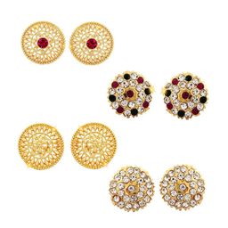 Vighnaharta Set Of 4 Gold-Plated Floral Studs Earrings-image-50
