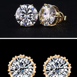 OOMPH Set Of 2 Cubic Zirconia Studded Contemporary Studs-8