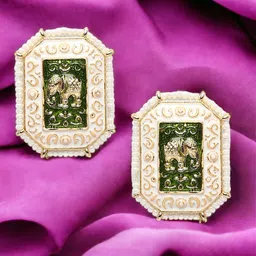 OOMPH Contemporary Meenakari Kundan Studs Earrings-39