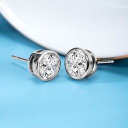 Peora  Silver-Plated Brass Cubic Zirconia Contemporary Studs Earrings-76