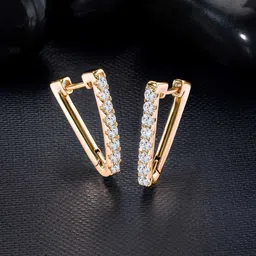 Peora Gold-Plated Contemporary Cubic Zirconia Hoop Earrings-image-53