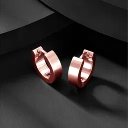 Peora Rose Gold Plated Stainless Steel Contemporary Hoop Earrings-image-51