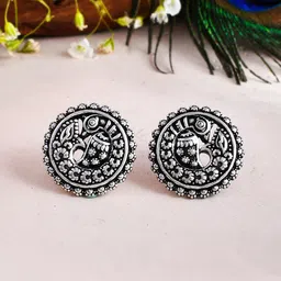 Voylla Silver-Plated Contemporary Shaped Studs Earrings-18