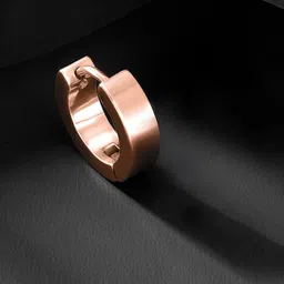 Peora Men Rose Gold-Plated Stainless Steel Contemporary Hoop Earrings-image-75