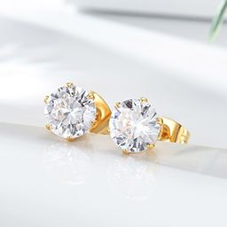 Peora Gold-Plated Cubic Zirconia Studded Circular Shaped Studs Earrings-image-33