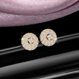 Peora Gold-Plated Cubic Zirconia Contemporary Stud Earrings-45