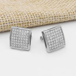 Peora Silver-Plated Cubic Zirconia Studded Square Shaped Studs-image-41