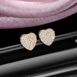 Peora Gold-Plated Brass Contemporary Cubic Zirconia Stud Earrings-94