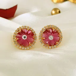 Voylla Gold-Plated Kundan Studded Studs Earrings-56