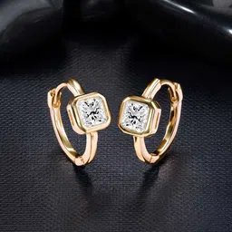 Peora Gold-Plated Cubic Zirconia Studded Circular Hoops Earrings-image-69