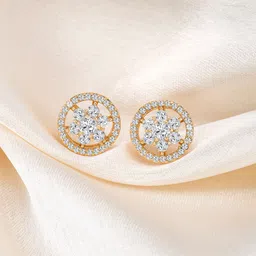 Peora Gold-Plated Cubic Zirconia Contemporary Stud Earrings-44