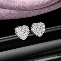 Peora Silver-Plated Brass Contemporary Cubic Zirconia Stud Earrings-96