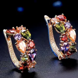 YouBella Women Gold-Plated Multicoloured Hoop Earrings-97