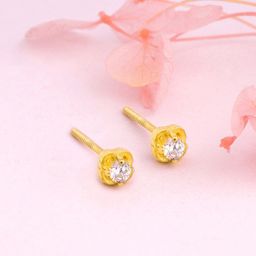 GIVA 925 Sterling Silver Gold-Plated Contemporary Studs Earrings-1