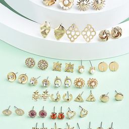 AMI Set of 25 Gold-Plated Contemporary Studs Earrings-80