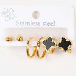MYKI Set Of 3 Gold-Plated Contemporary Hoop Earrings-11