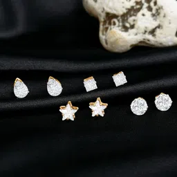 AMI Set of 4 Gold-Plated Contemporary Studs Earrings-39