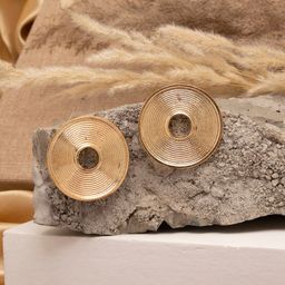 SOHI Gold-Plated Circular Drop Earrings-17