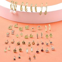 AMI Women Set of 25 White Gold-Plated Classy Contemporary Studs & Hoop Earrings-62